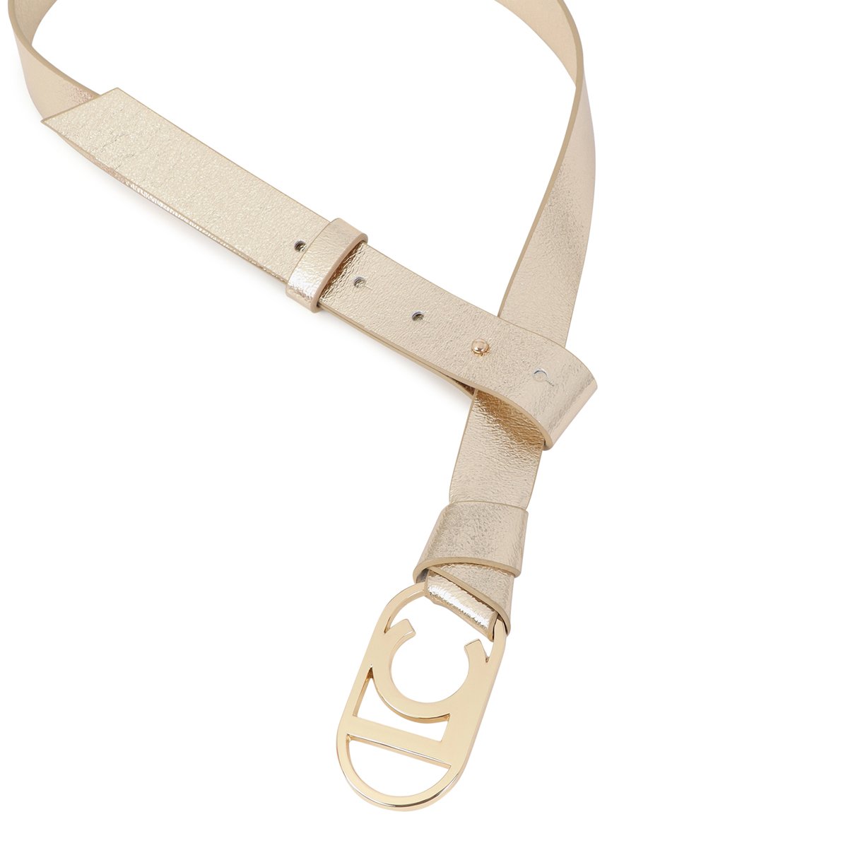 Ceinture réversible métallique avec logo ovale doré, LOLA CASADEMUNT