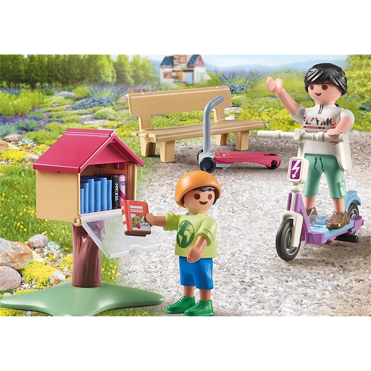 my Life Boîte à livres avec maman et enfant multicolore, PLAYMOBIL