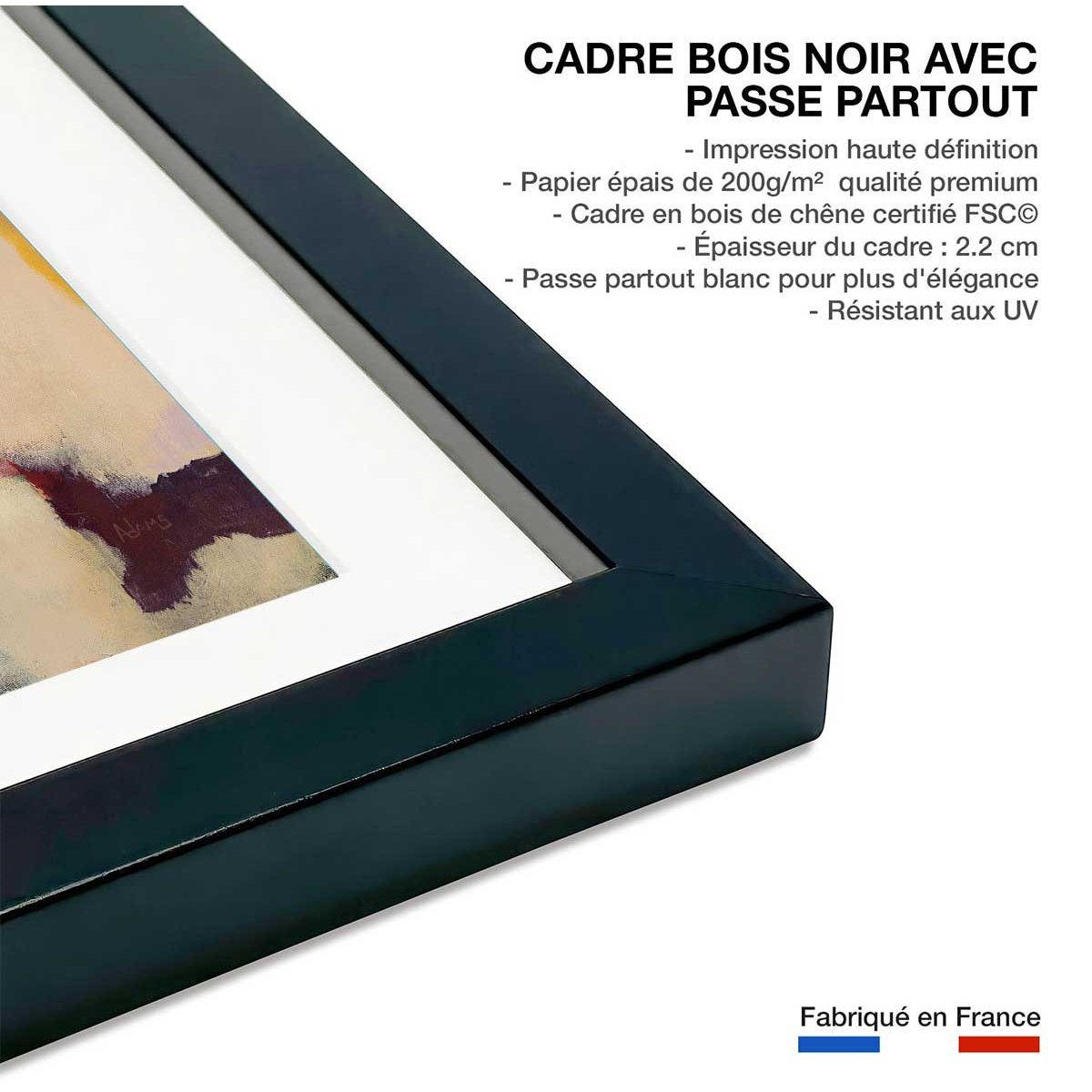 Poster casa ocre affiche + cadre en bois - noir, HEXOA