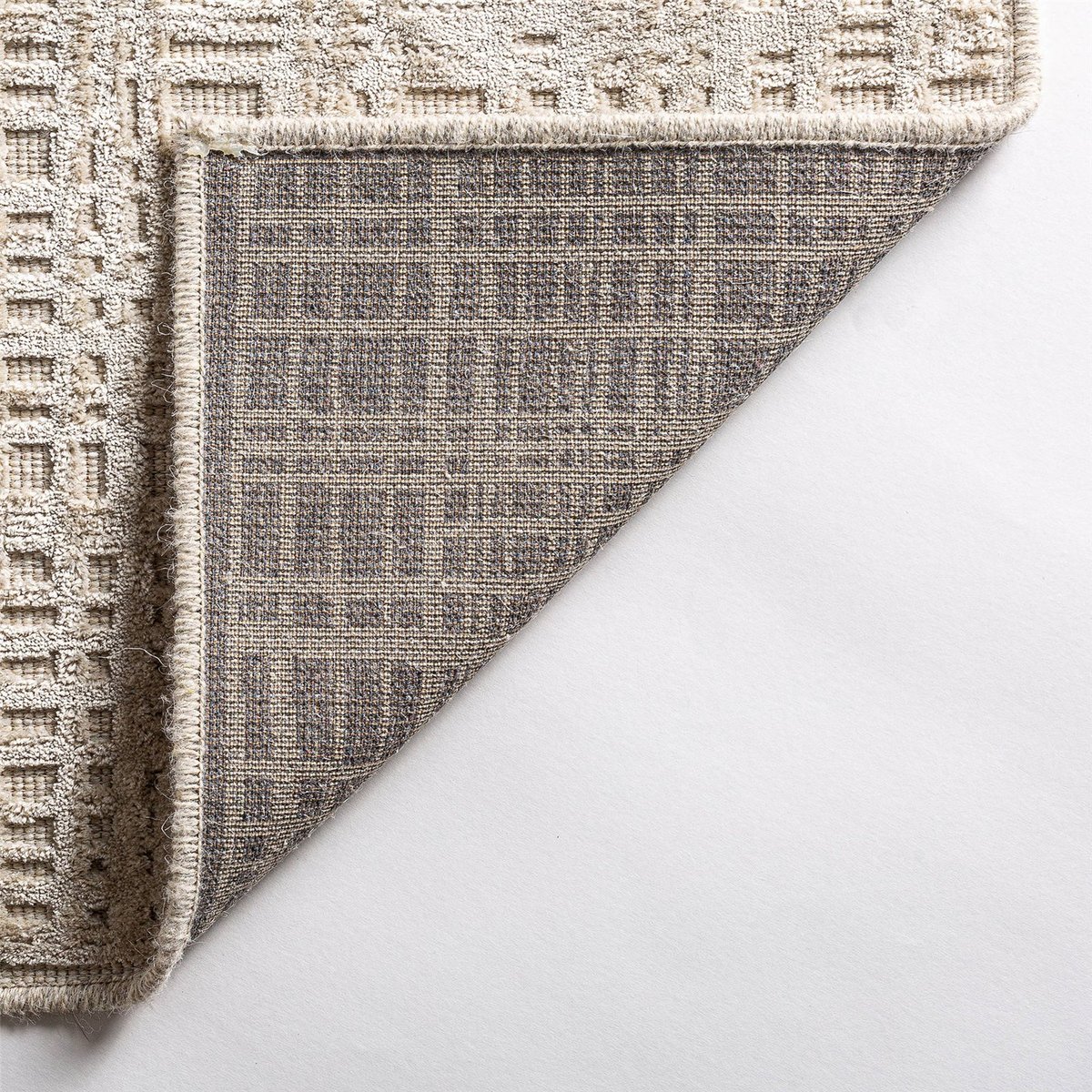 Tapis classique en laine et viscose toucher doux beige clair naturel, RECOLLECTION
