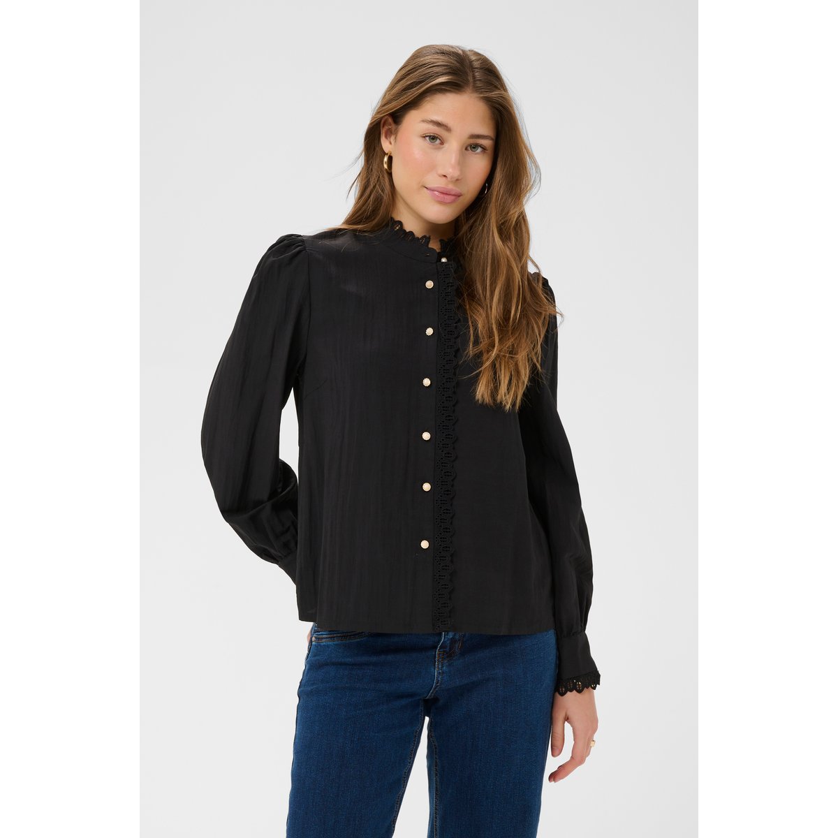 Long sleeved shirt noir pitch black, CREAM