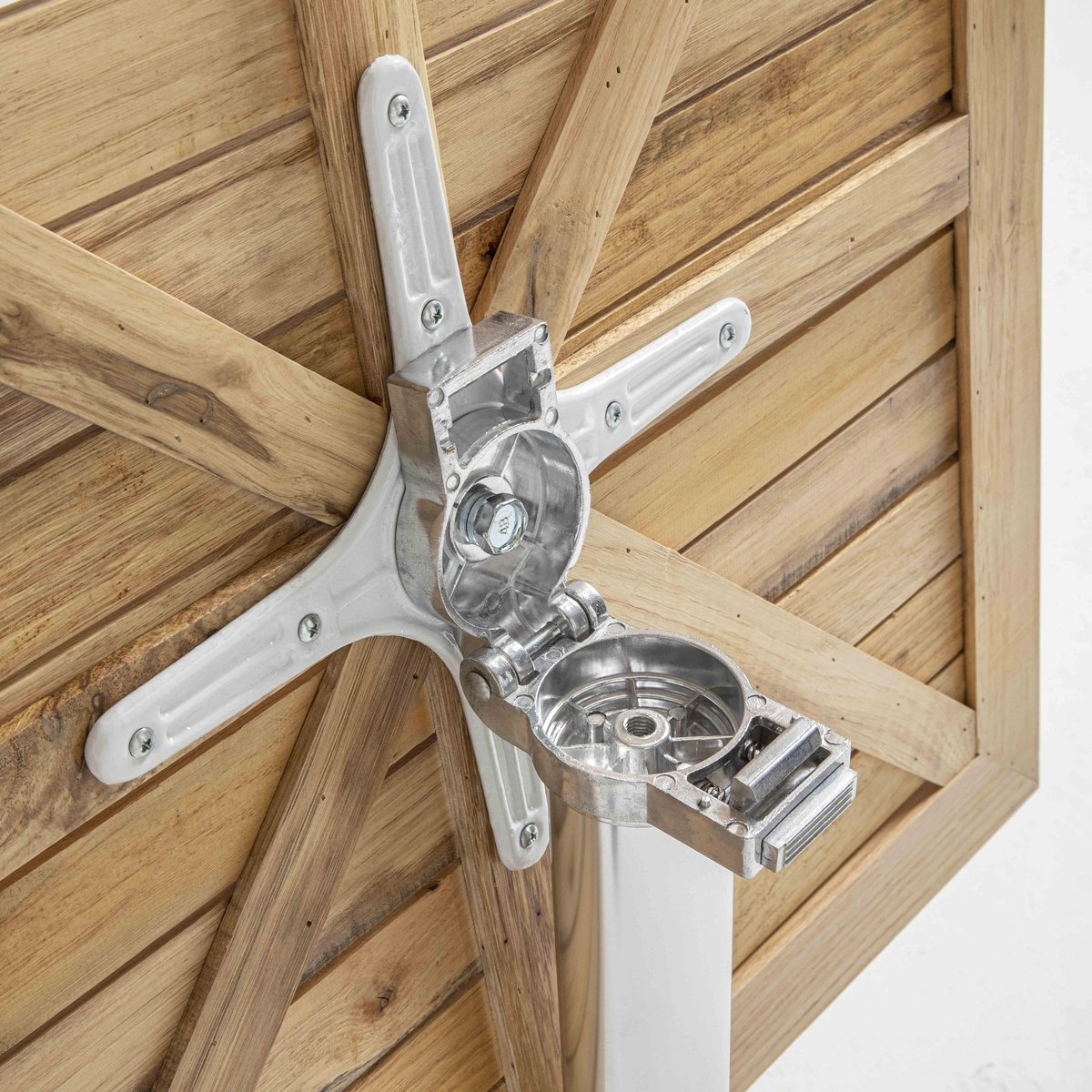 Table de terrasse rabattable et 2 chaises en aluminium et bois, TIMES SQUARE marron, OVIALA