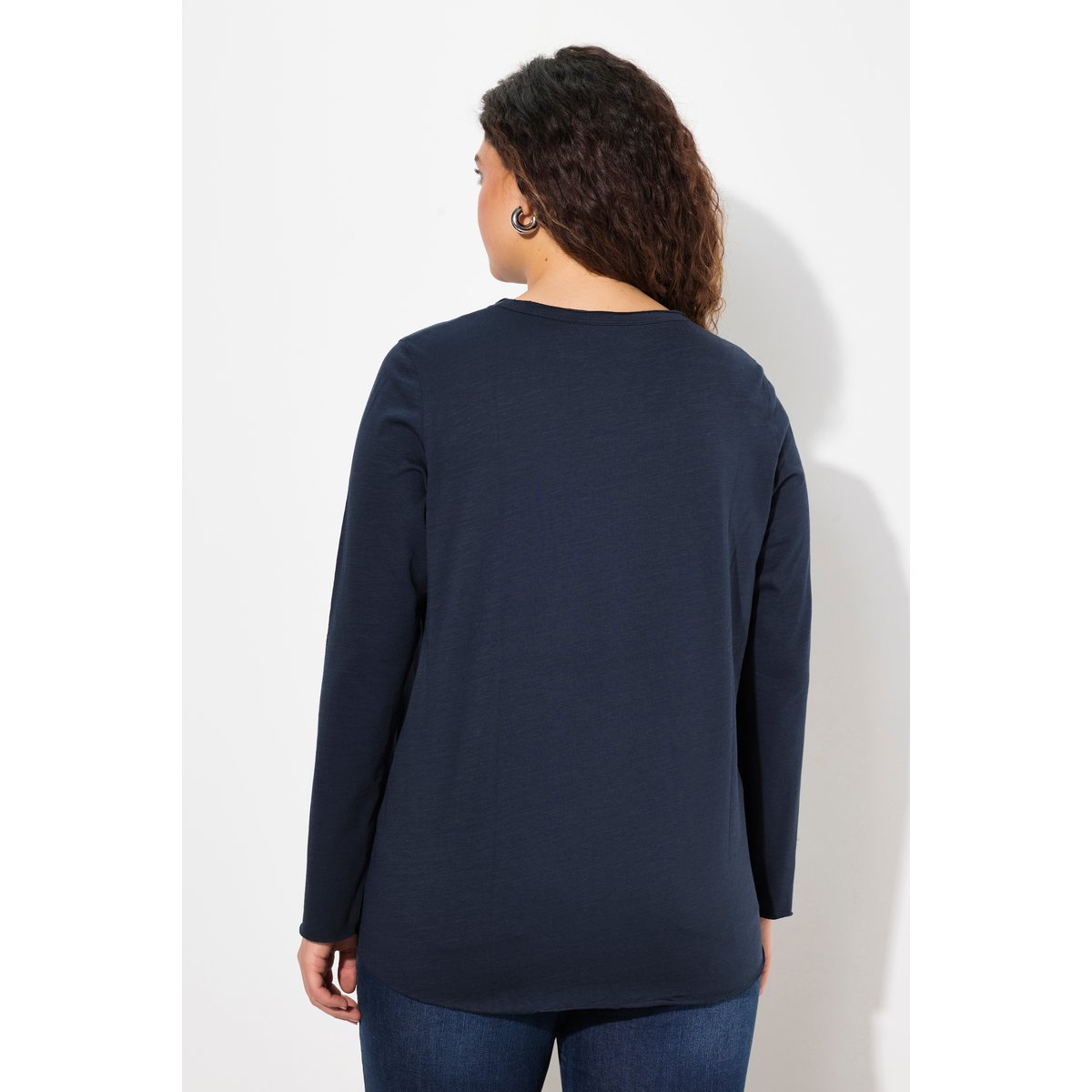 T-shirt avec étoiles et bords roulottés marine, ULLA POPKEN