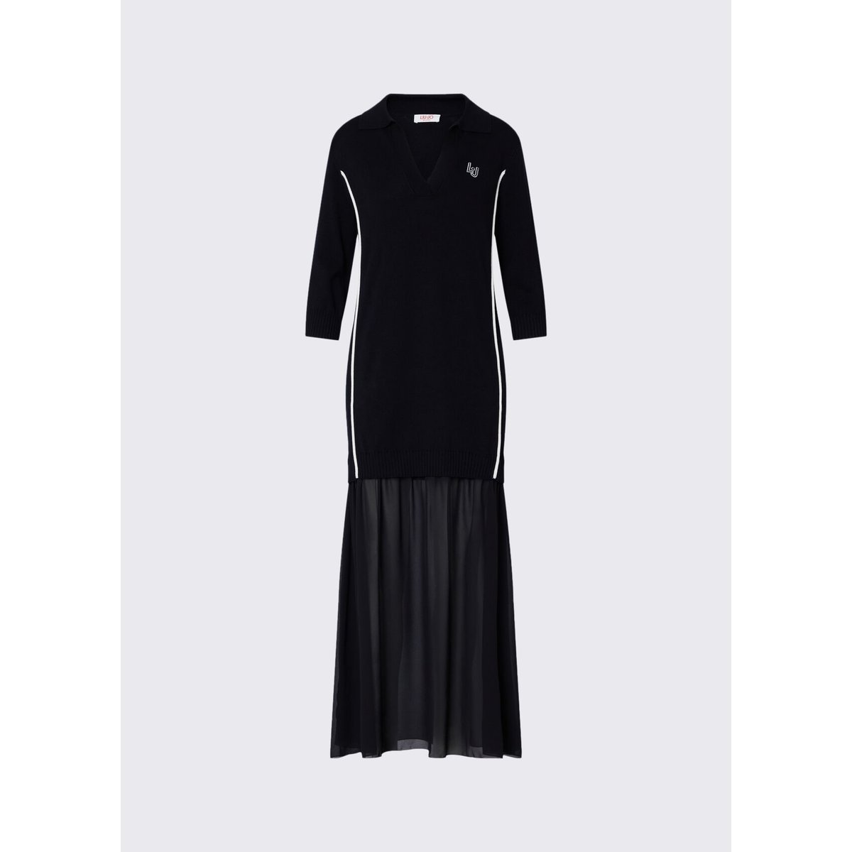 Robe en maille avec insert en georgette noir, LIU JO