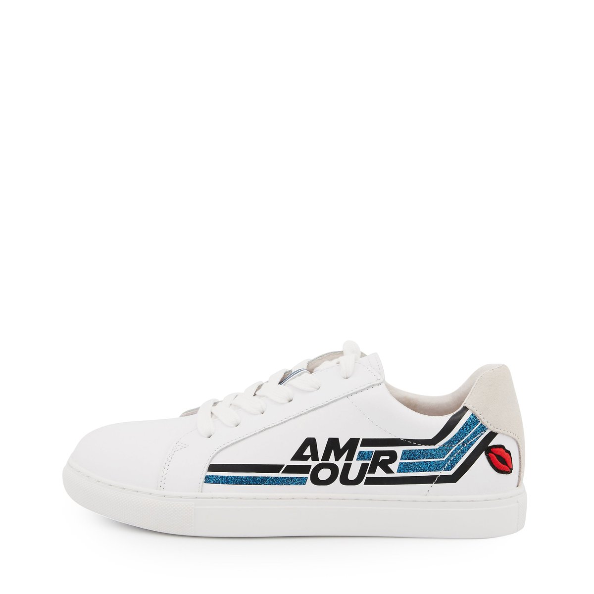 Baskets En Cuir Simone Retro Amour blanc, BONS BAISERS
