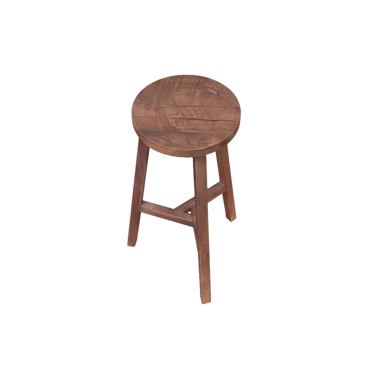 Tabouret de bar en bois recyclé INDRA bois foncé, MADE IN MEUBLES