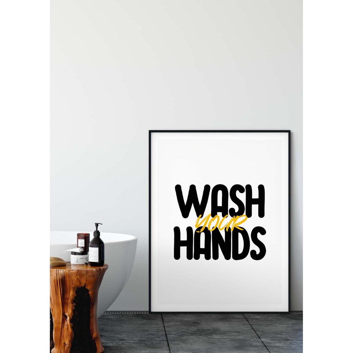 Affiche 'Wash your hands' blanc, L'AFFICHERIE