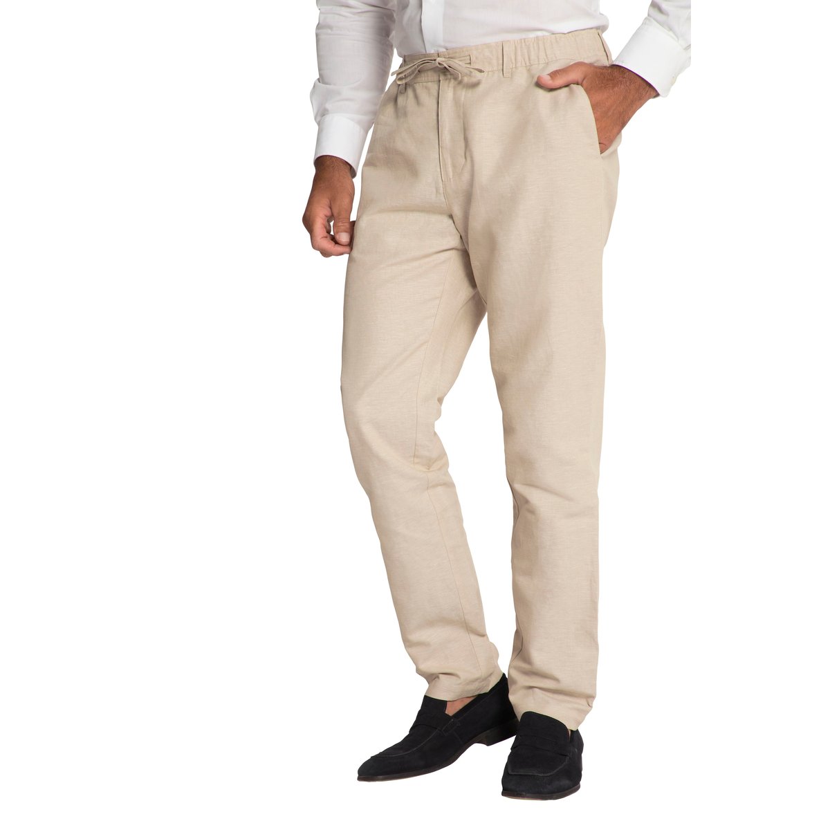 Pantalon Kos en lin mélangé gris de sable, JP1880