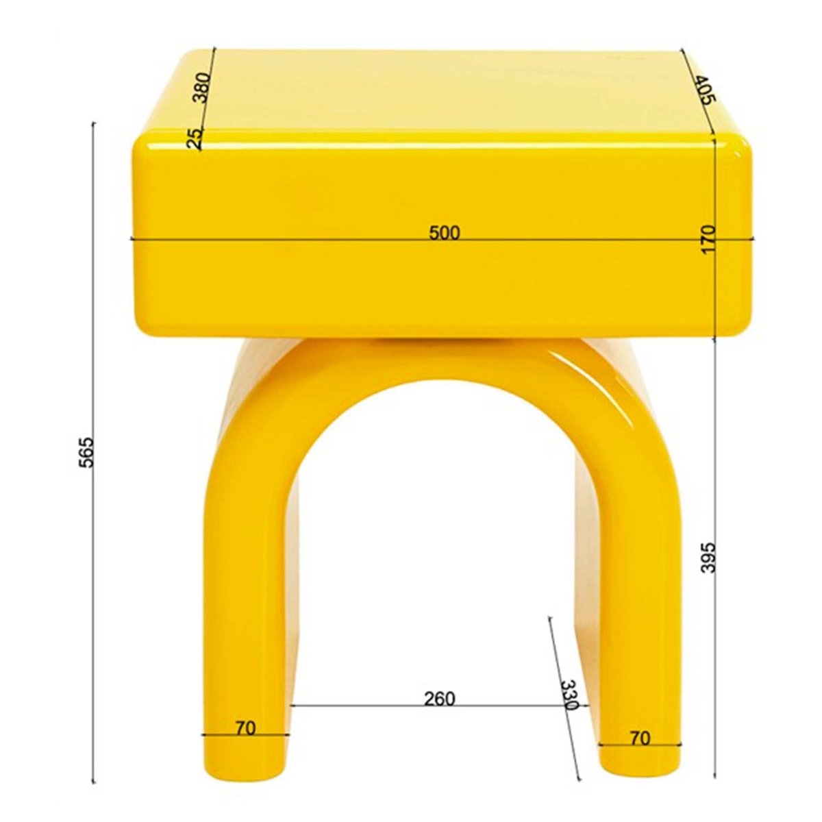 Chevet 1 tiroir, ELIANO jaune, KARE DESIGN