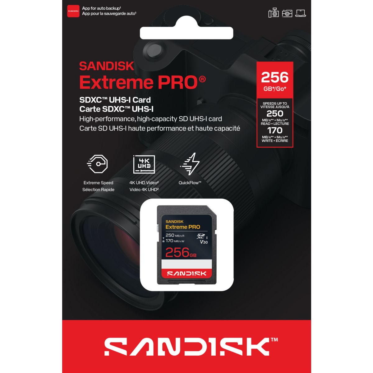 Carte SD Extreme PRO 256GB SDXC couleur unique, SANDISK
