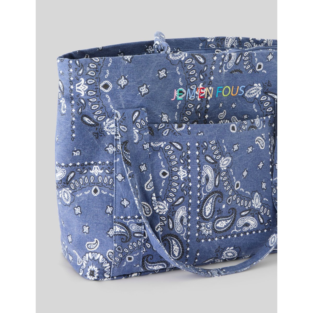 Sac cabas imprimé bleu moyen, BZB