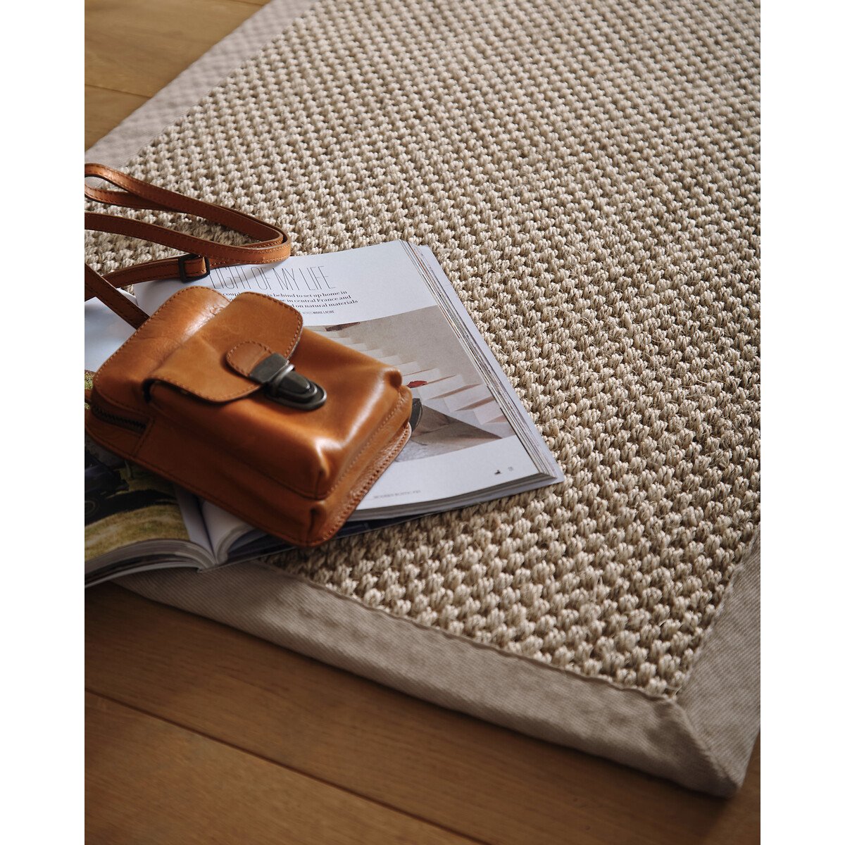 Herringbone Border Sisal Runner Rug 67x300cm beige, SO'HOME