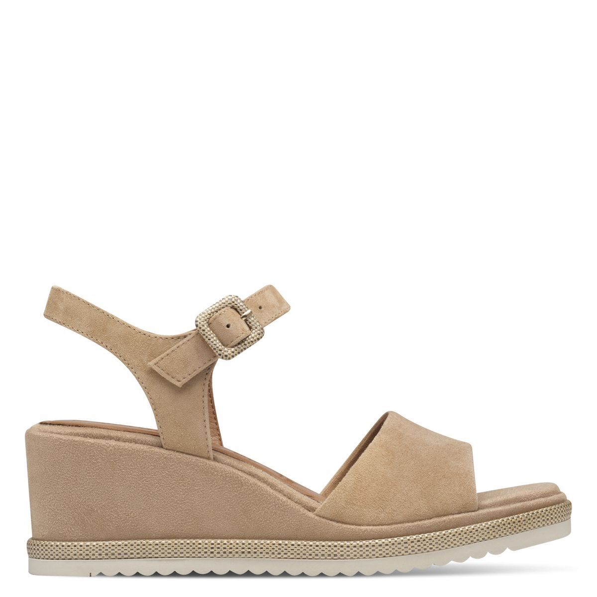 Sandale à talon en cuir beige ivoire camel, TAMARIS