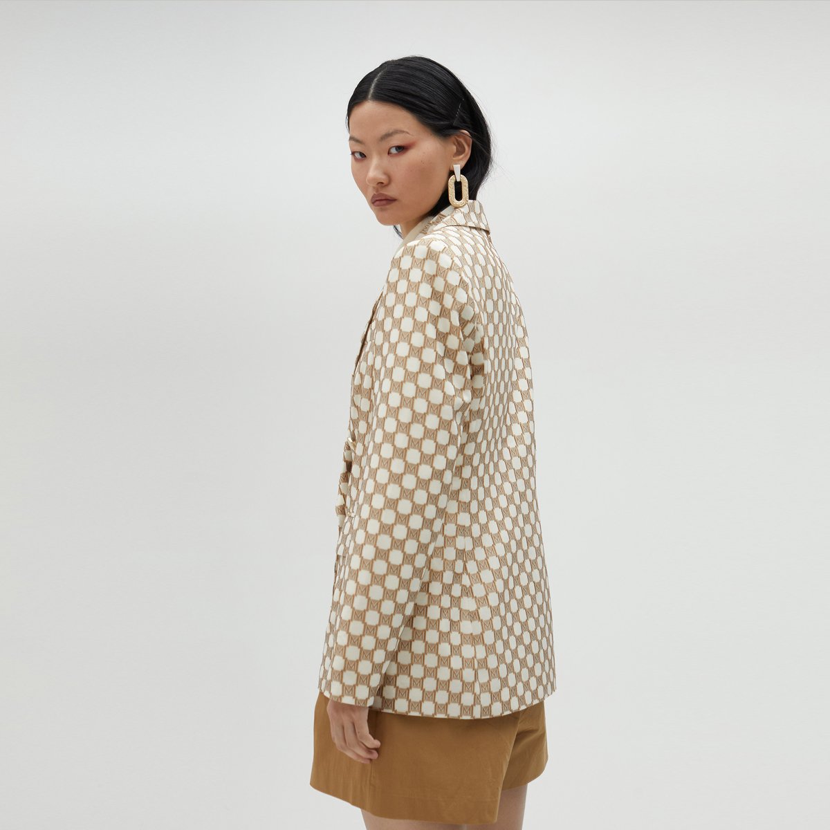 Blazer à manches longues avec col à revers marron clair, LOLA CASADEMUNT