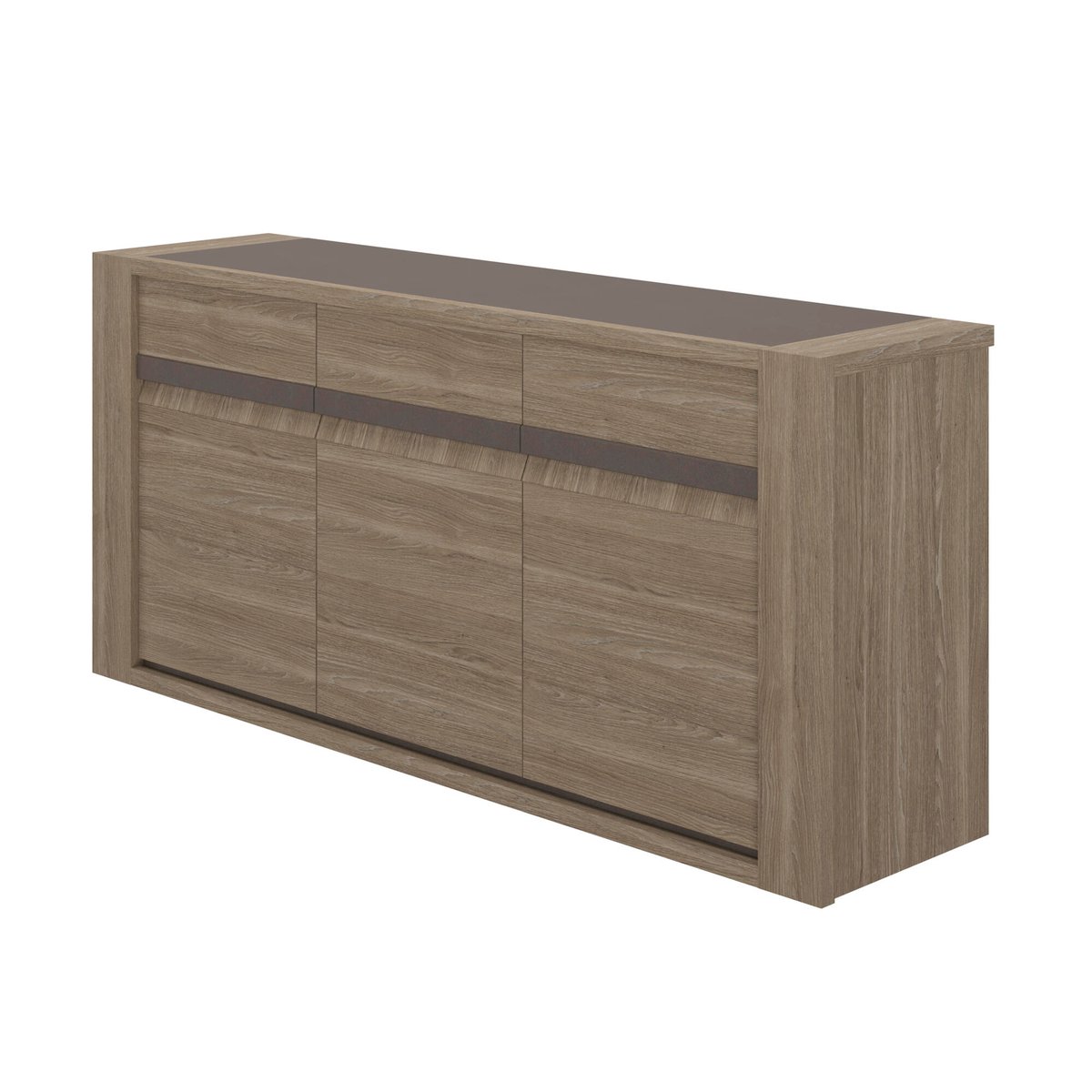 Buffet 3 portes 190cm reed avec 2 tablettes beige, GAMI