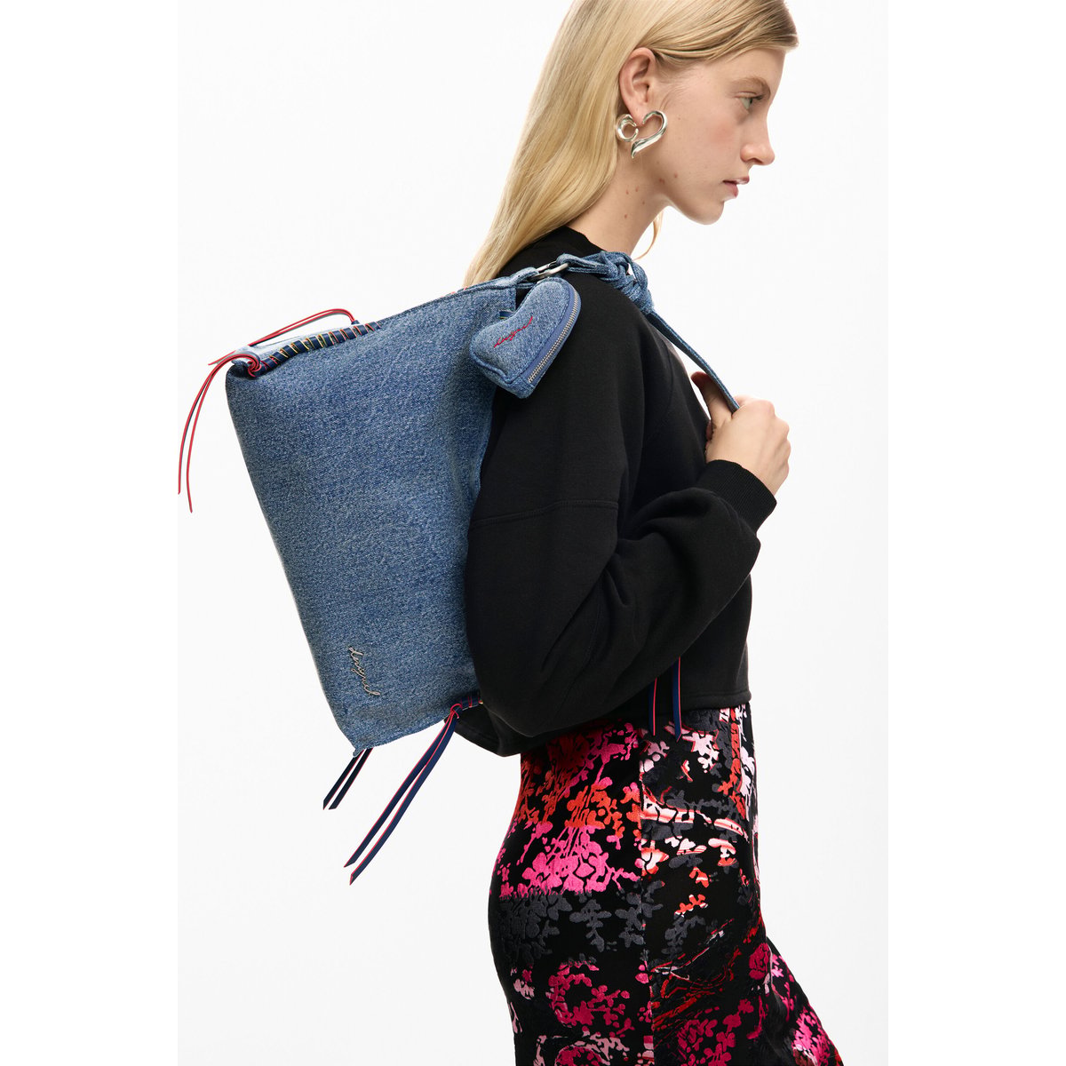 Sac grande denim cœur bleu, DESIGUAL