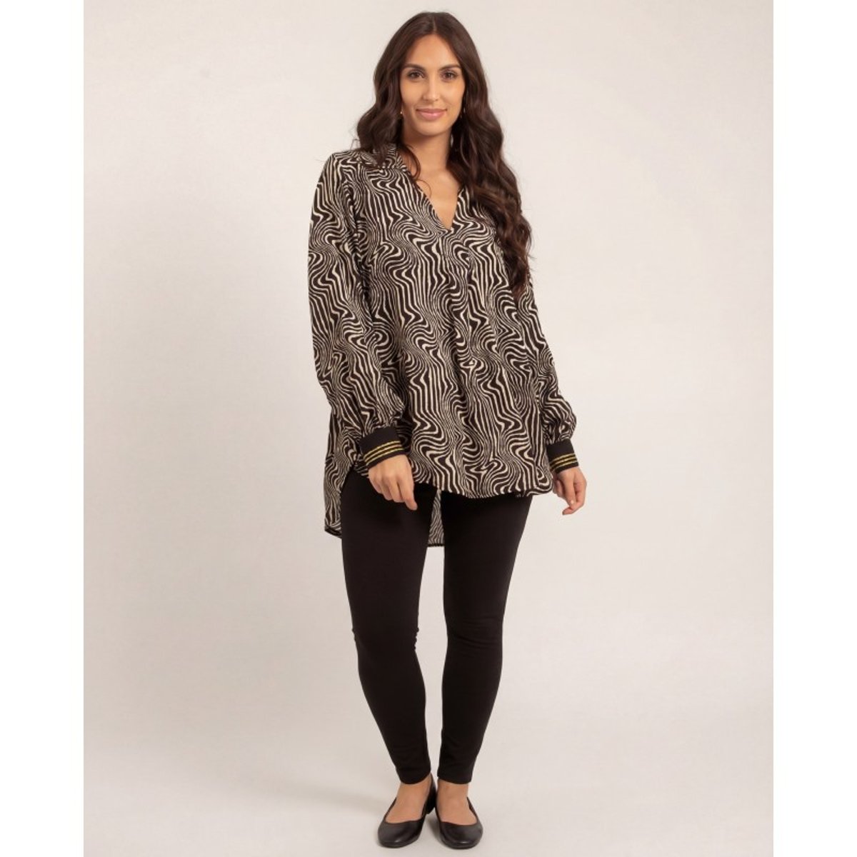 Blouse Fluide Motifs Ozana noir, DONA LISA