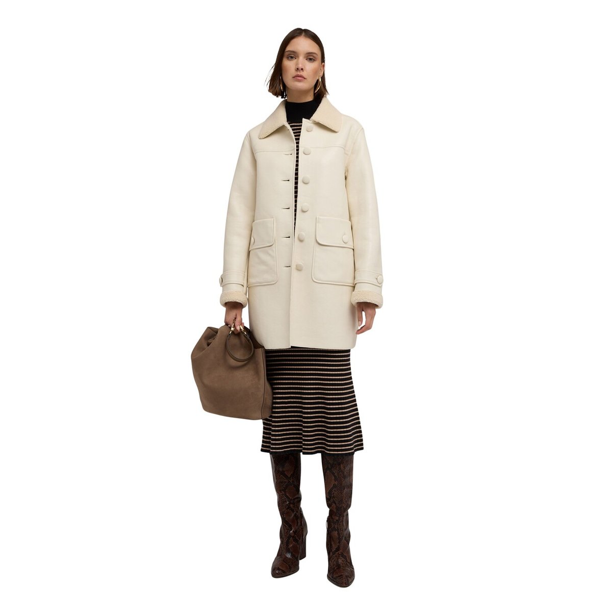 Manteau effet mouton retourné noir, MOTIVI