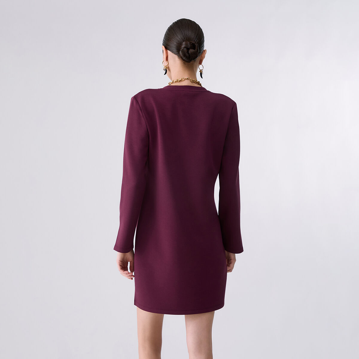 Robe courte en scuba aubergine, LIU JO