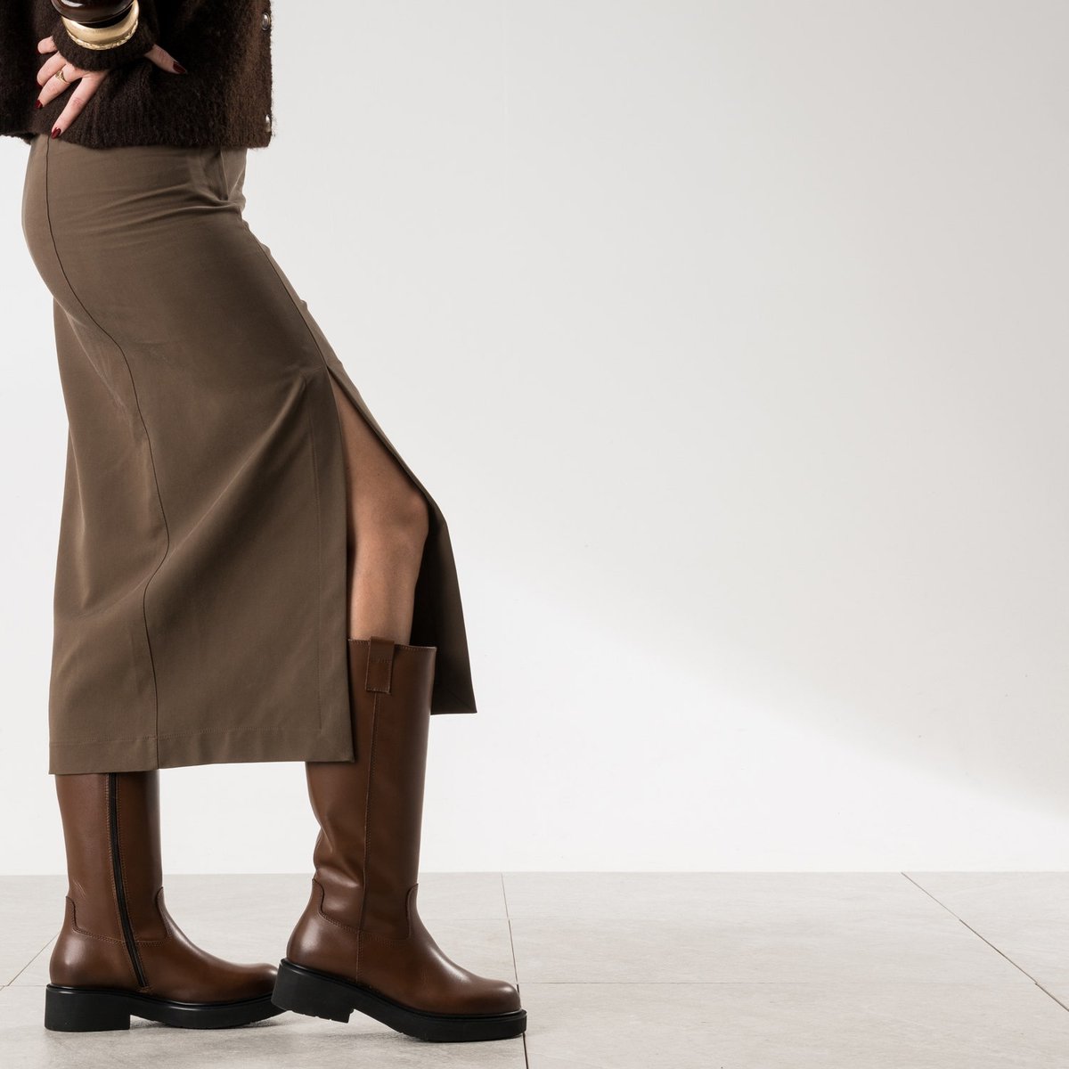 Botte Plate en cuir CHARLIE cognac, TEXTO
