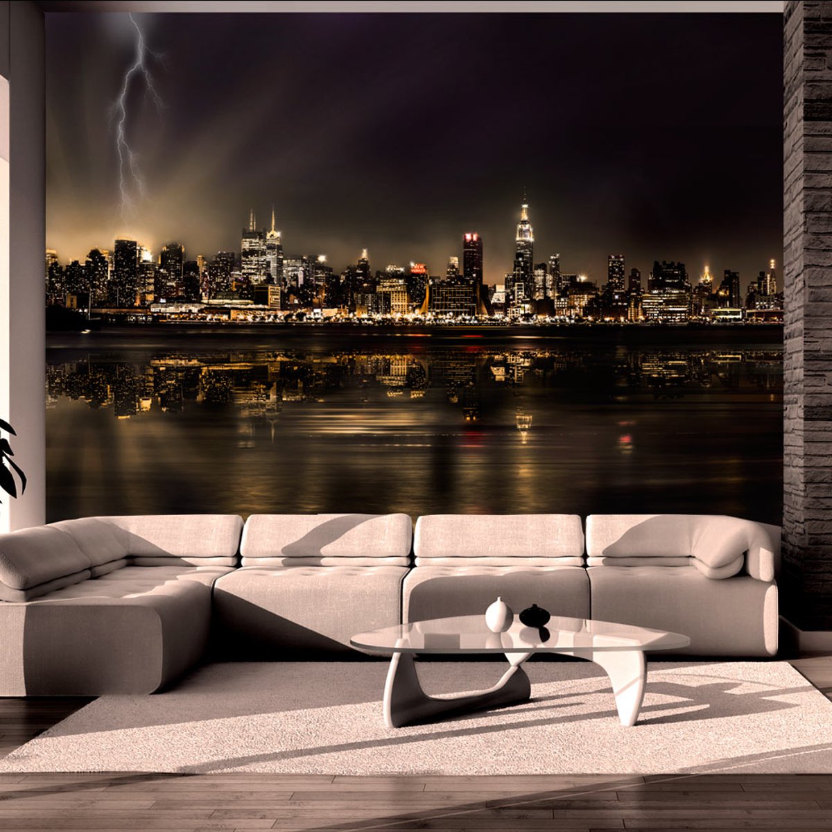 Papier peint intissé panoramique Ville et Architecture Storm in New York City noir, EDEN
