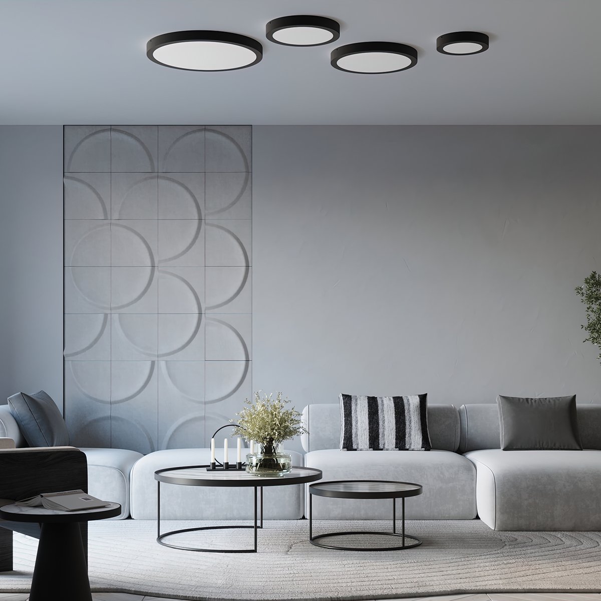 Plafonnier Aluminium Noir LED 1 Onyx 40 noir, EDEN