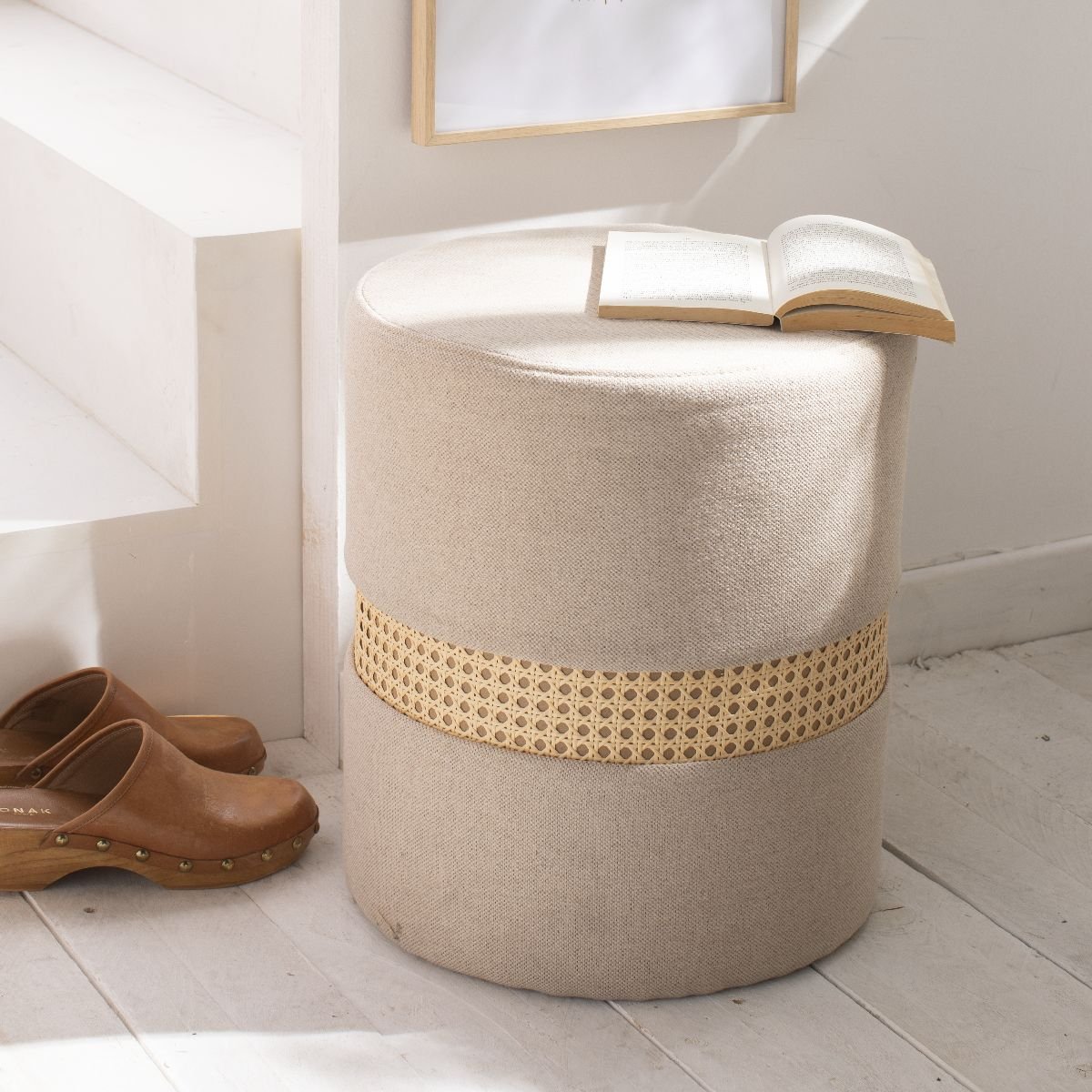 Tabouret cannage PALMA beige, FACTORY