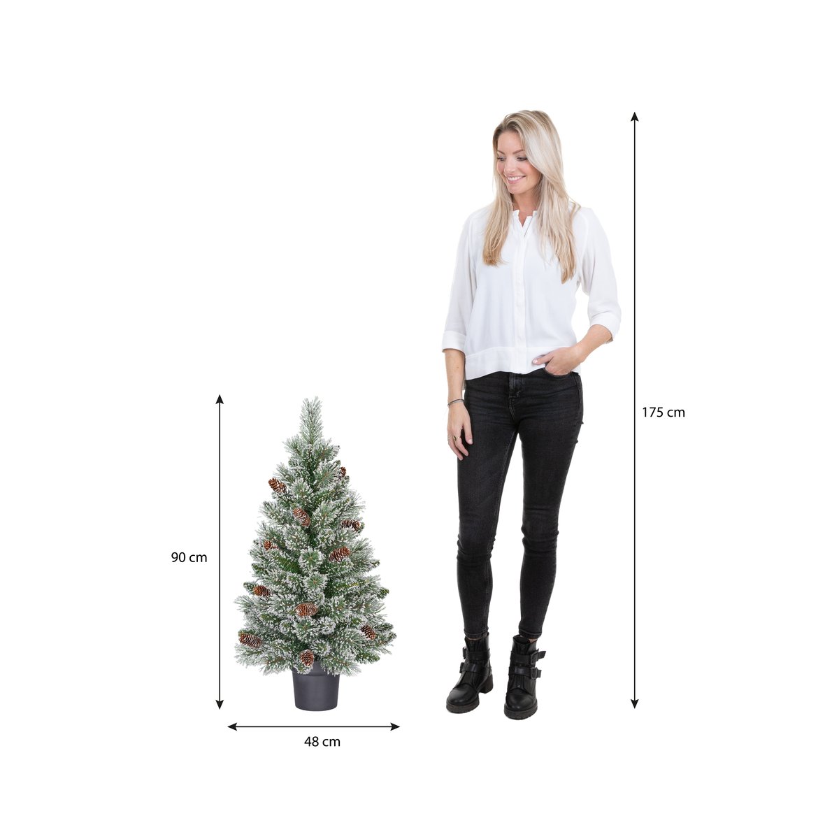 Sapin de Noël artificiel enneigé H90 cm VANDANS vert, BLACK BOX TREES