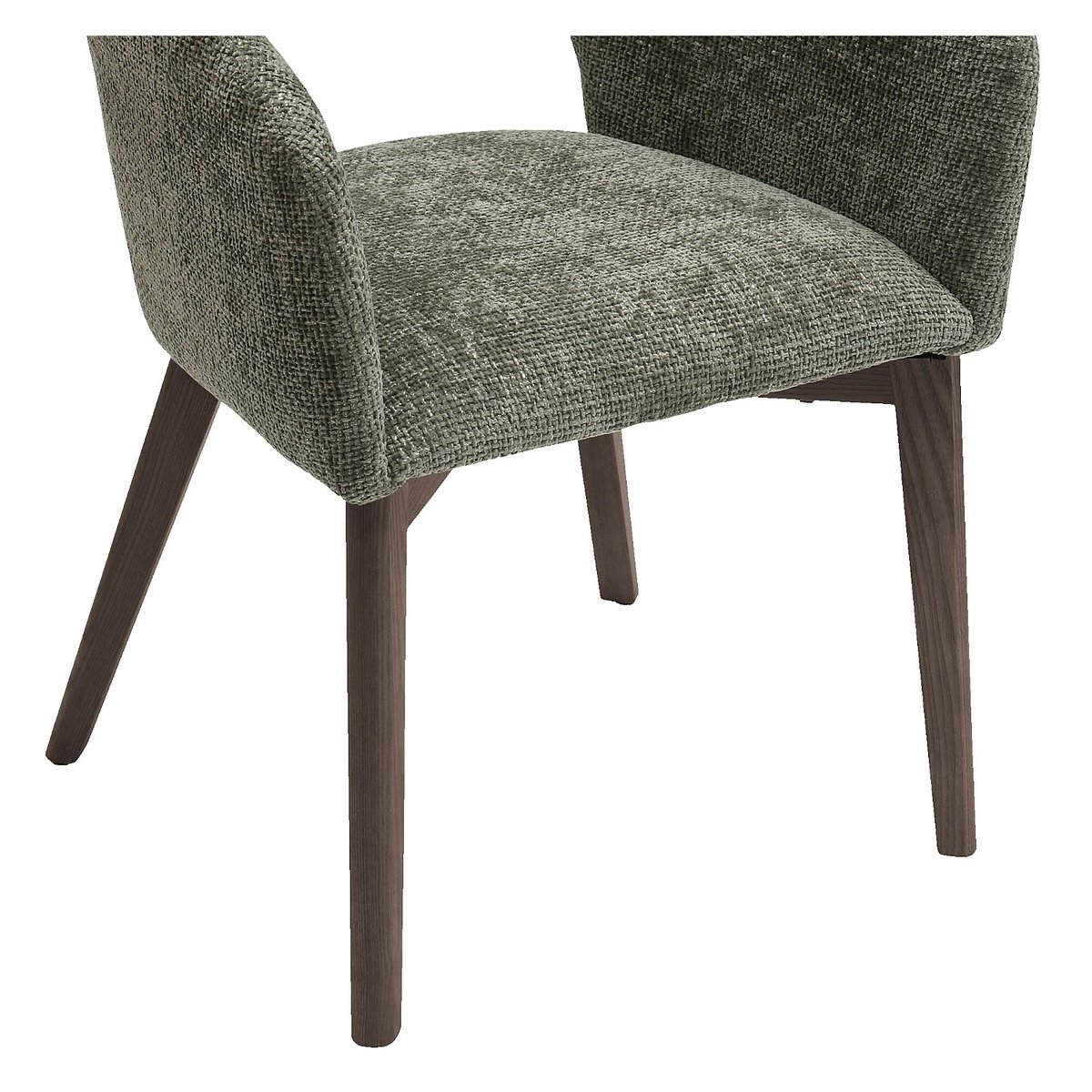Lot de 2 chaises en tissu chenille et noyer avec accoudoirs RUSTI vert, HABITAT