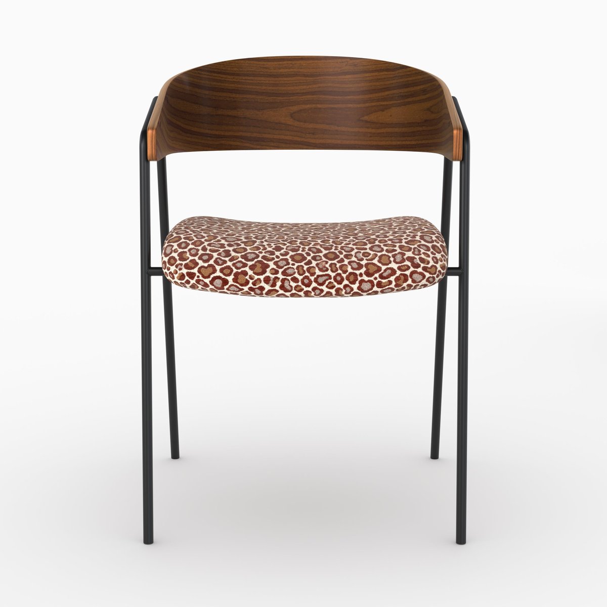 Lot de 2 chaises en tissu léopard - ESMÉE bordeaux léopard, MAISON PAVANE