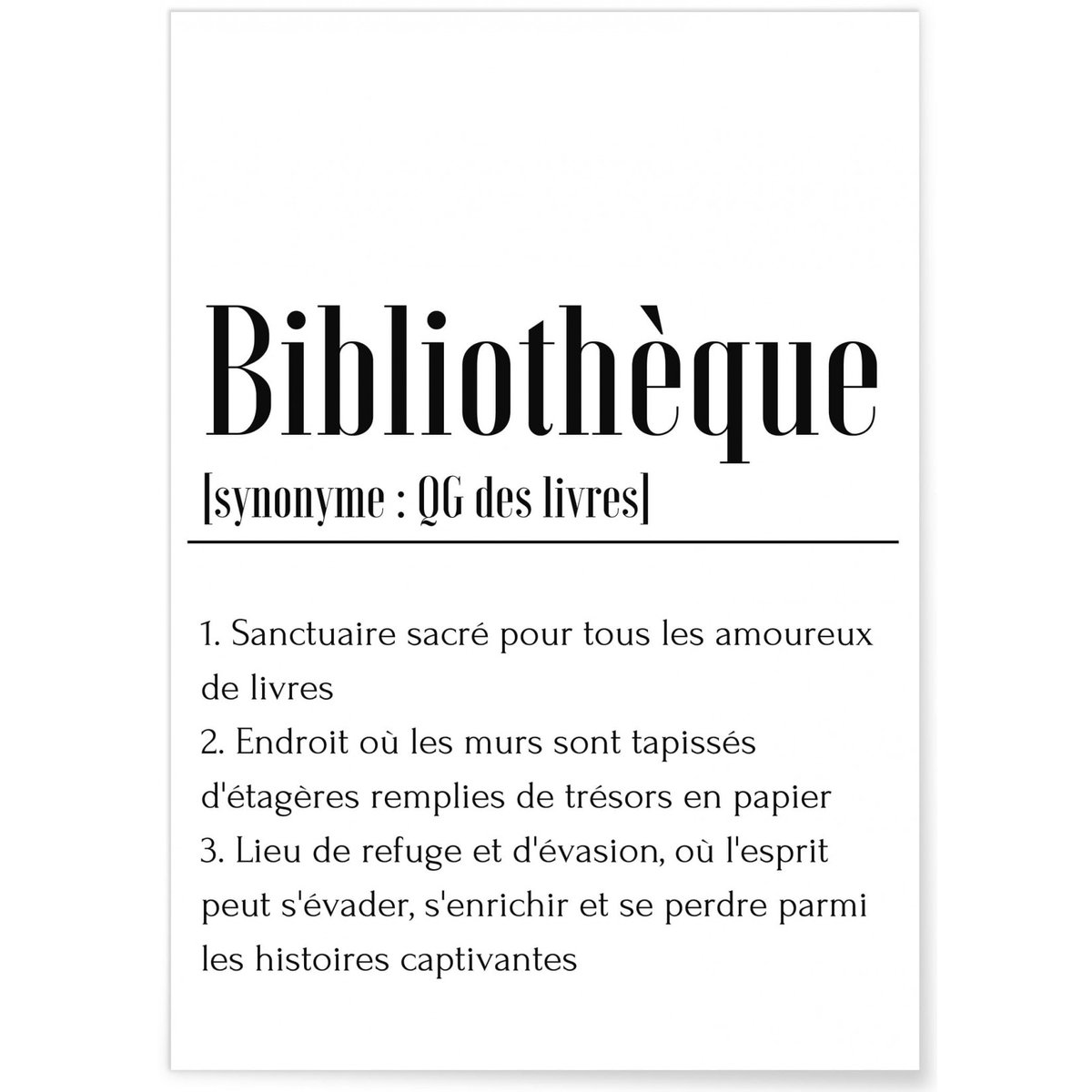 Affiche Définition Bibliothèque blanc, L'AFFICHERIE