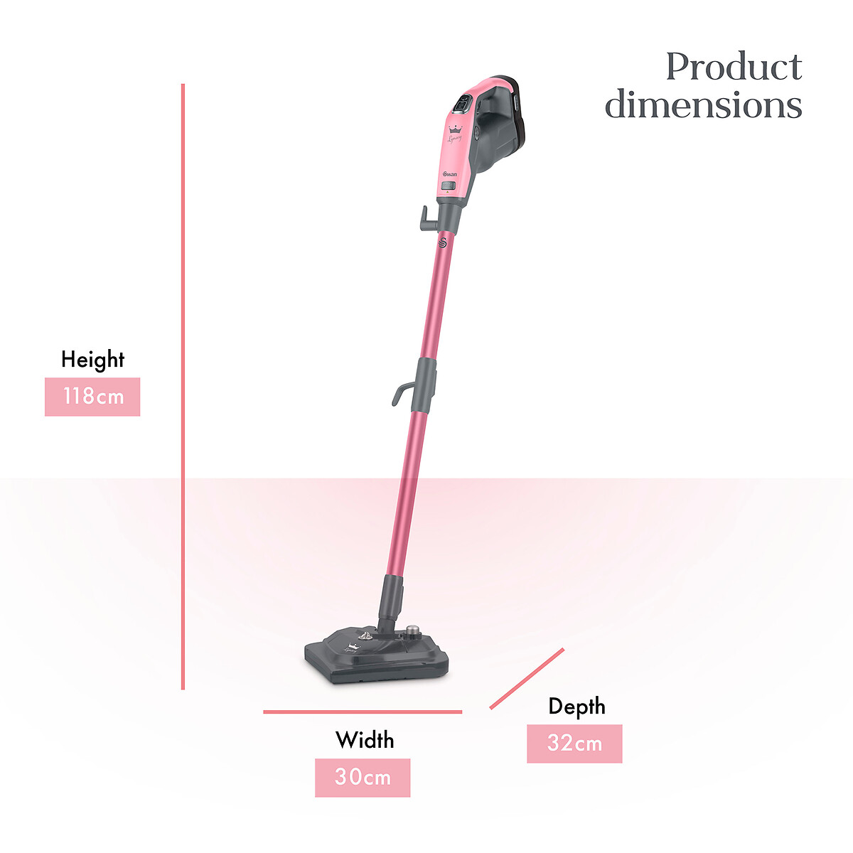 Lynsey Queen of Clean 16-in-1 Steam Mop pink, SWAN