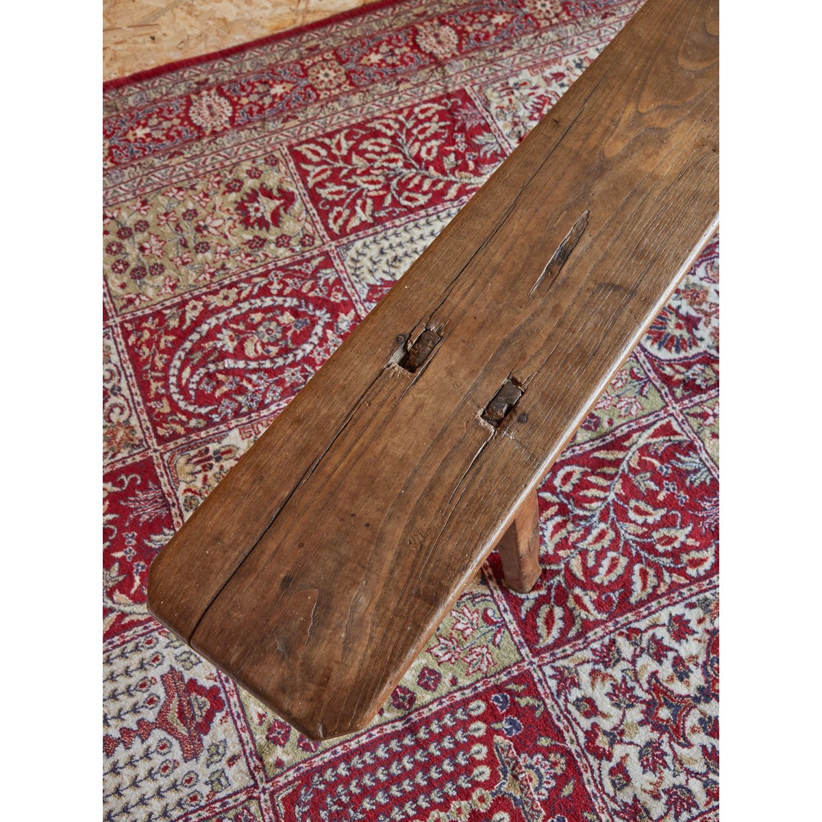 Banc de ferme en bois Antoine N°430 - Bon état bois clair, DEBONGOUT
