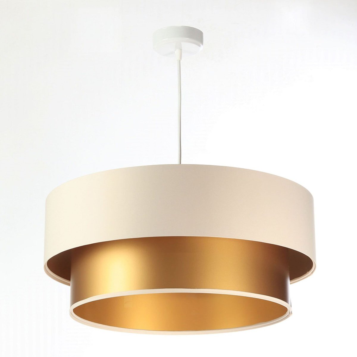 Suspension en tissu, DUO ÉLÉGANT crême et doré satiné et brillant, BPS KONCEPT