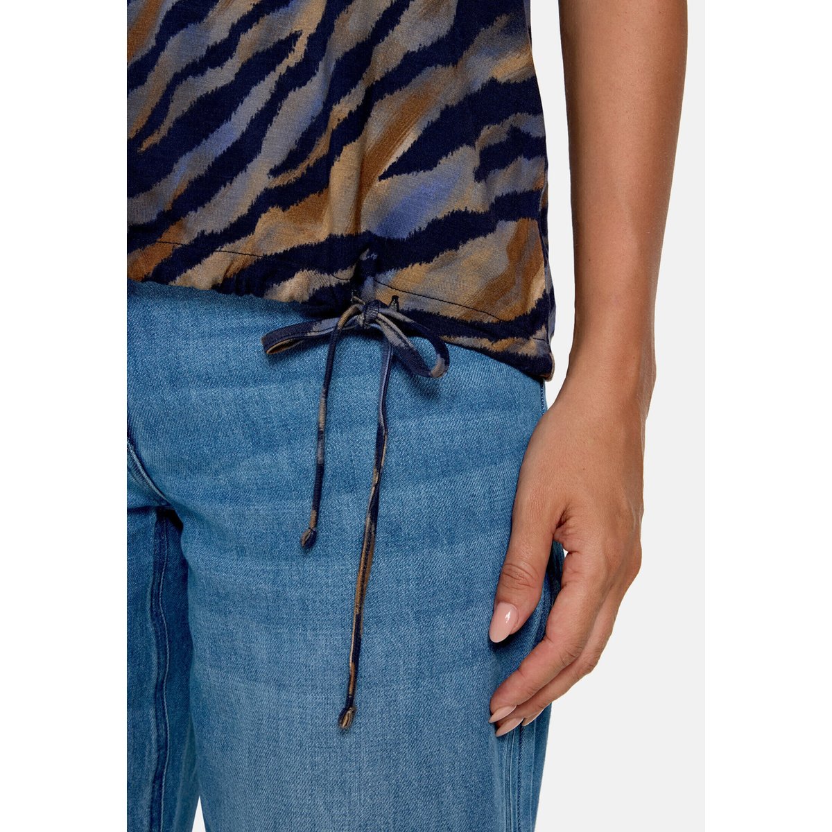 Haut casual à cordon coulissant sous tunnel bleu/marron, BETTY BARCLAY