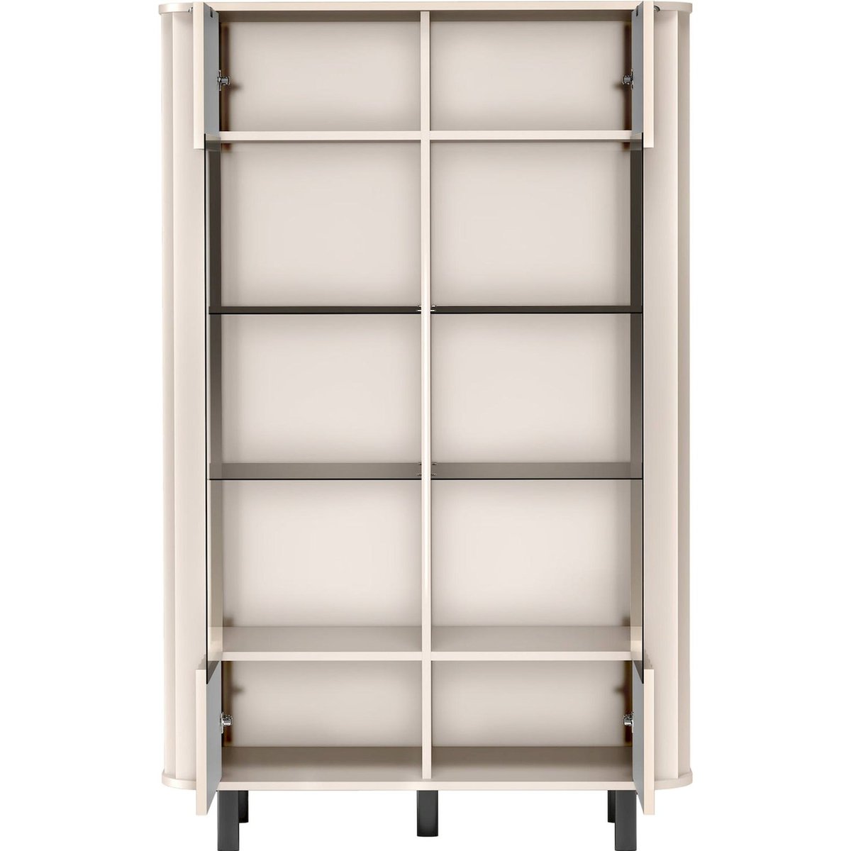 Vitrine basse 2 portes collection NOVADO cachemire mat et noir mat, RECOLLECTION