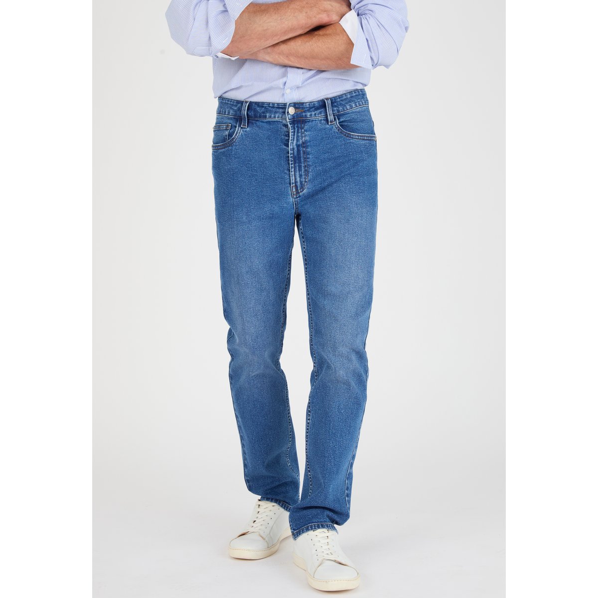 Jean droit 5 poches bleu denim clair, DAMART