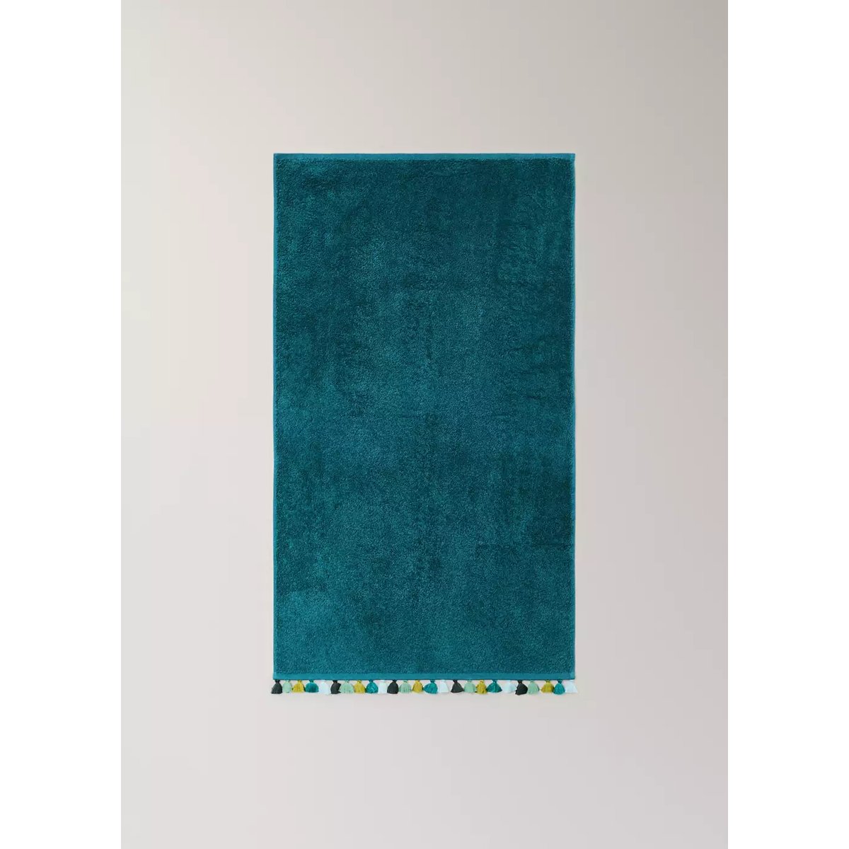Serviette de toilette coton bouclette pompons bleu pétrole, MANGO HOME
