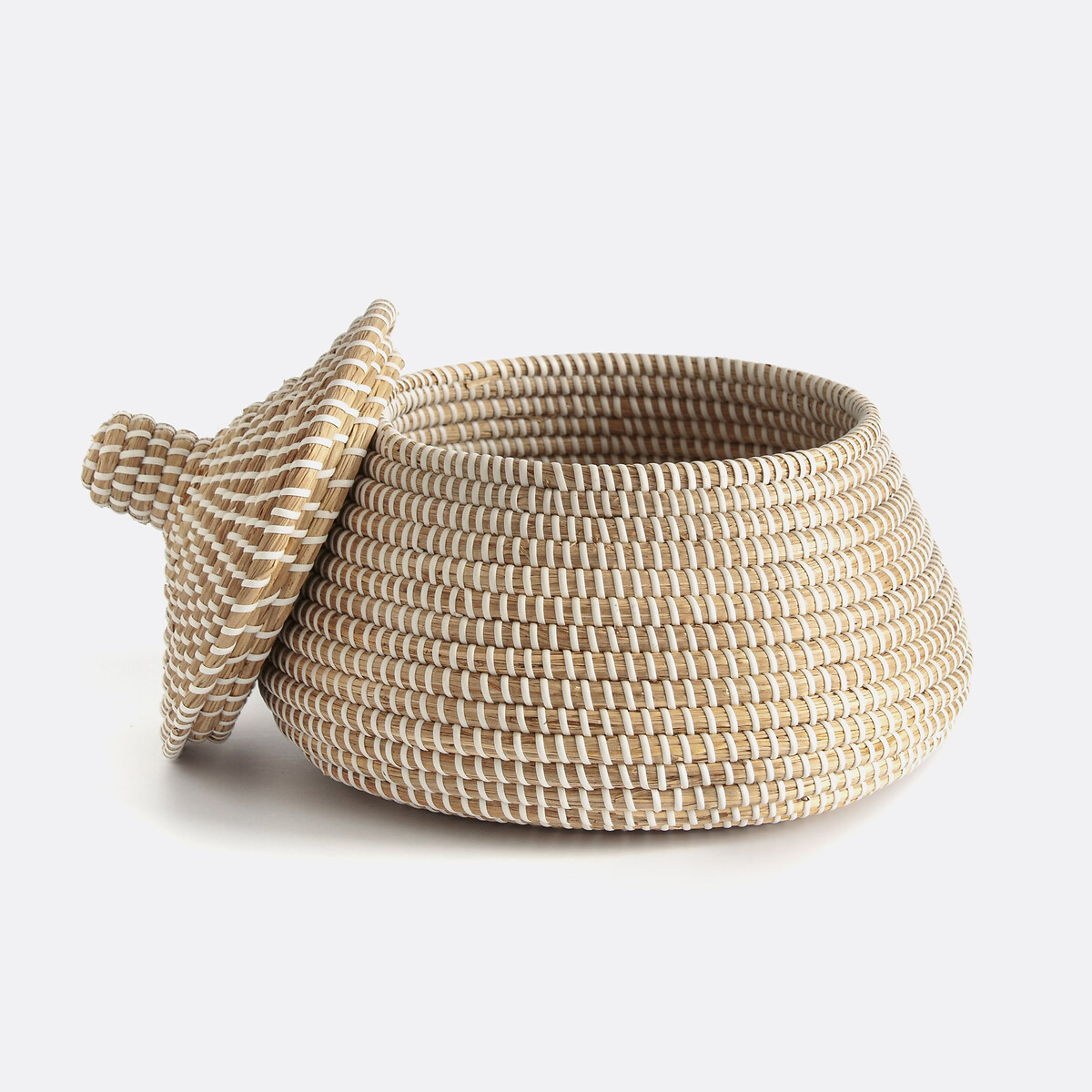 Cesto con tapa, AKAPA natural/blanco, LA REDOUTE INTERIEURS