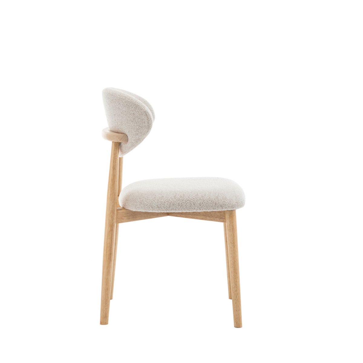 Lot de 2 chaises en tissu bouclette et bois- CLARA beige, DRAWER