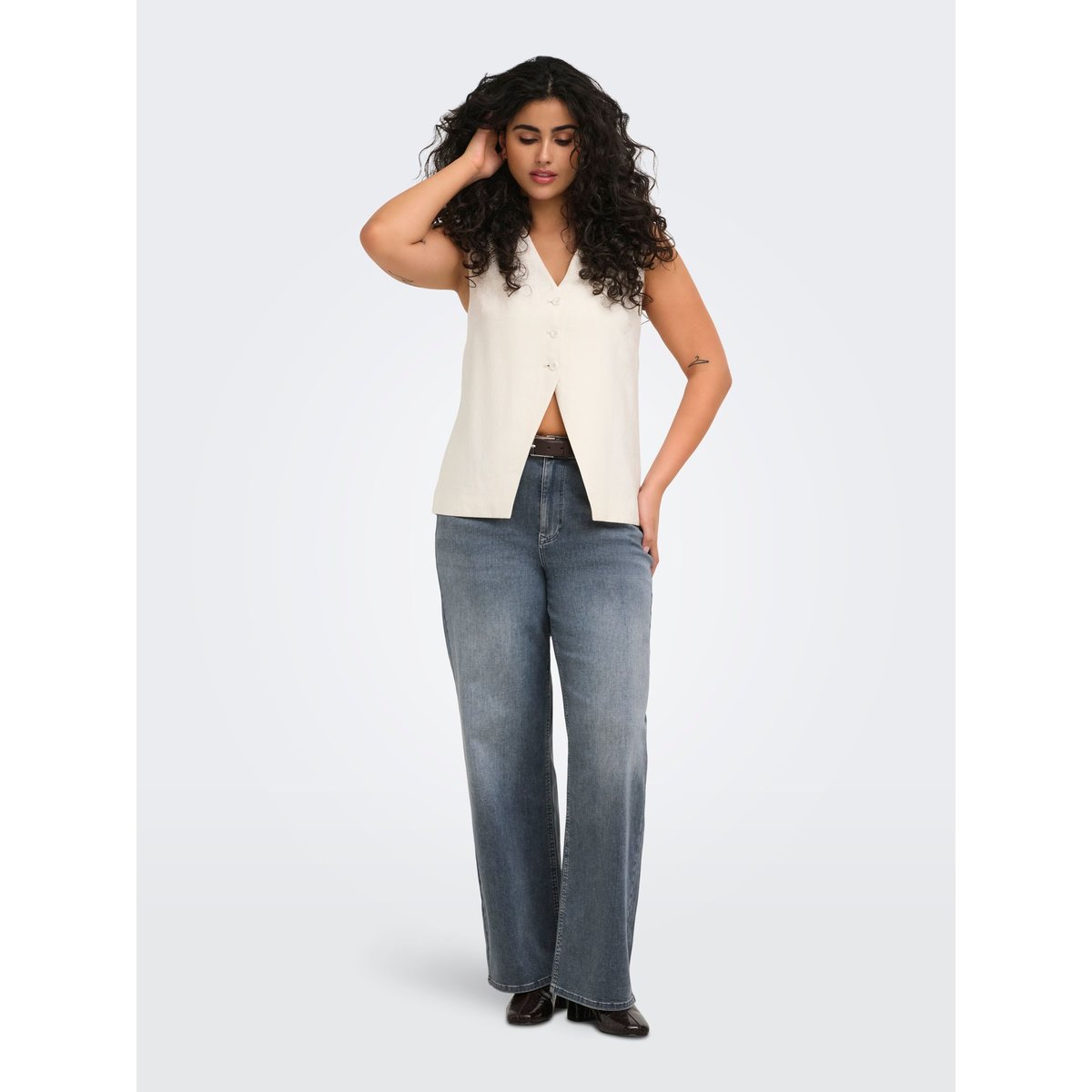 Jean À Jambe Large special blue grey denim, ONLY CARMAKOMA