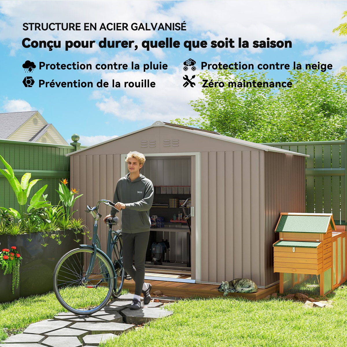 Abri de jardin gris, OUTSUNNY