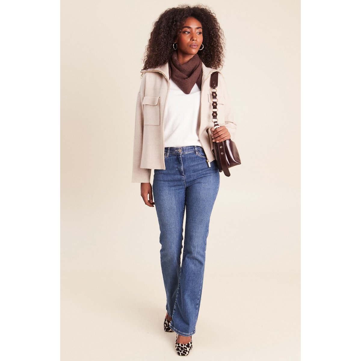 Cardigan col camionneur beige, BREAL