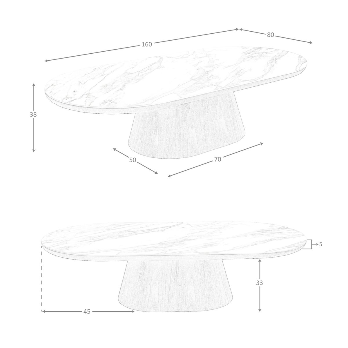 Table basse ovale demi-ronde en porcelaine et noyer blanc | noyer, ANGEL CERDA