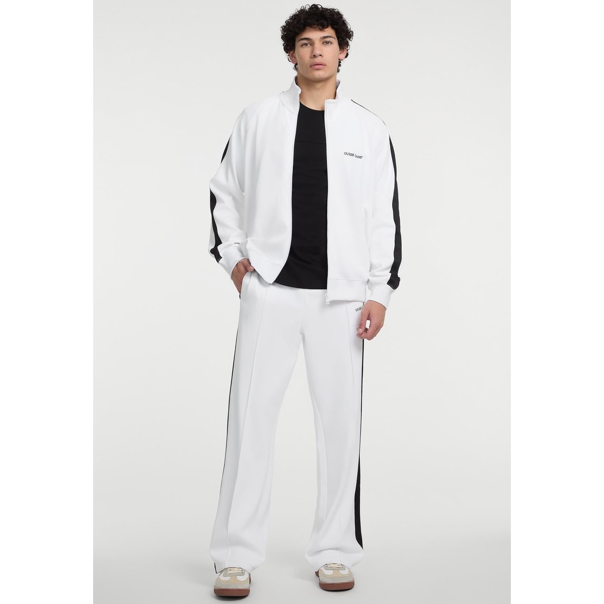 Sweat-Shirt Avec Bande Contrastée Sur Le Côté blanc, GUESS
