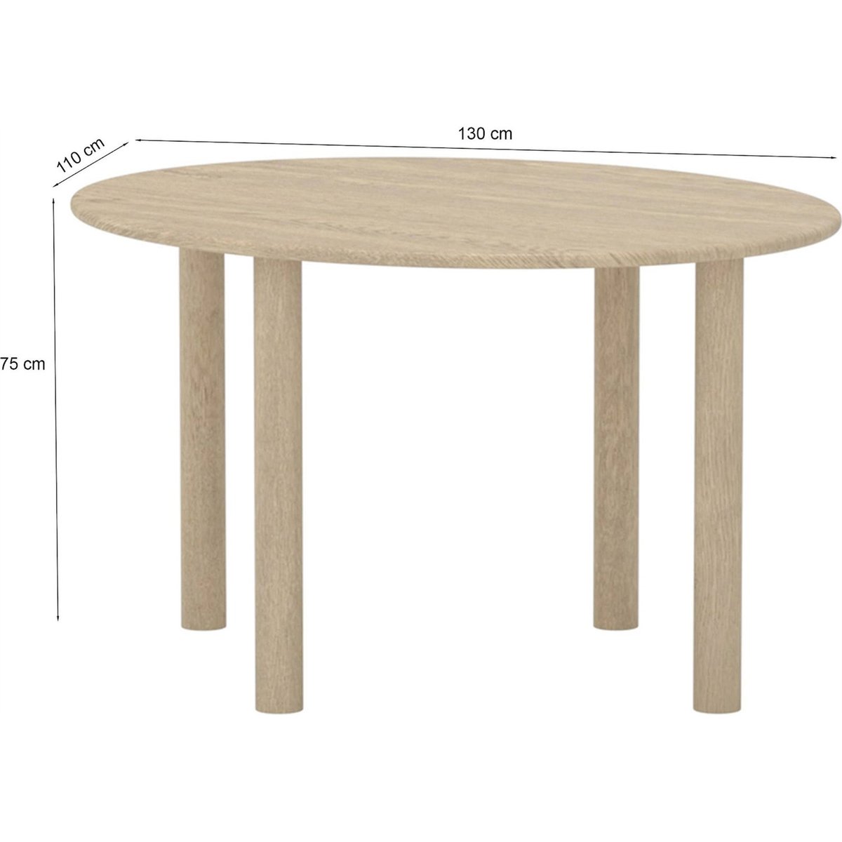 Table à manger ovale bois collection HILO chêne naturel, RECOLLECTION