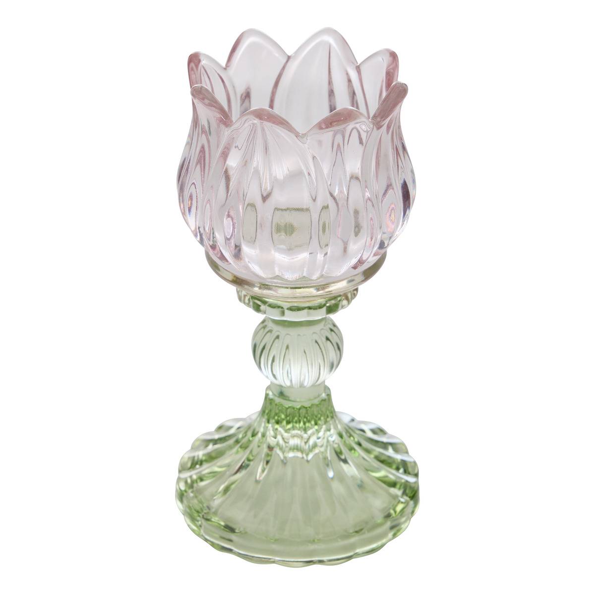 Lot de 2 photophores fleurs FLEUR DE ROSE rose, ATMOSPHERA
