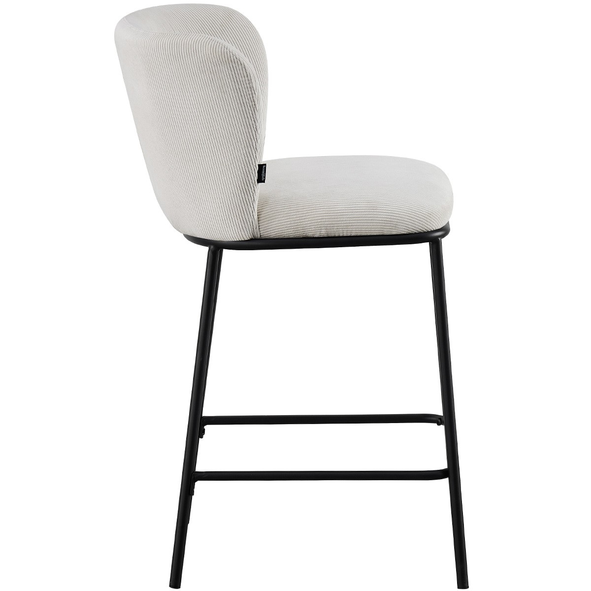 Lot de 2 tabourets de bar en velours côtelé, piètement noir - TOMA beige, HOMIFAB