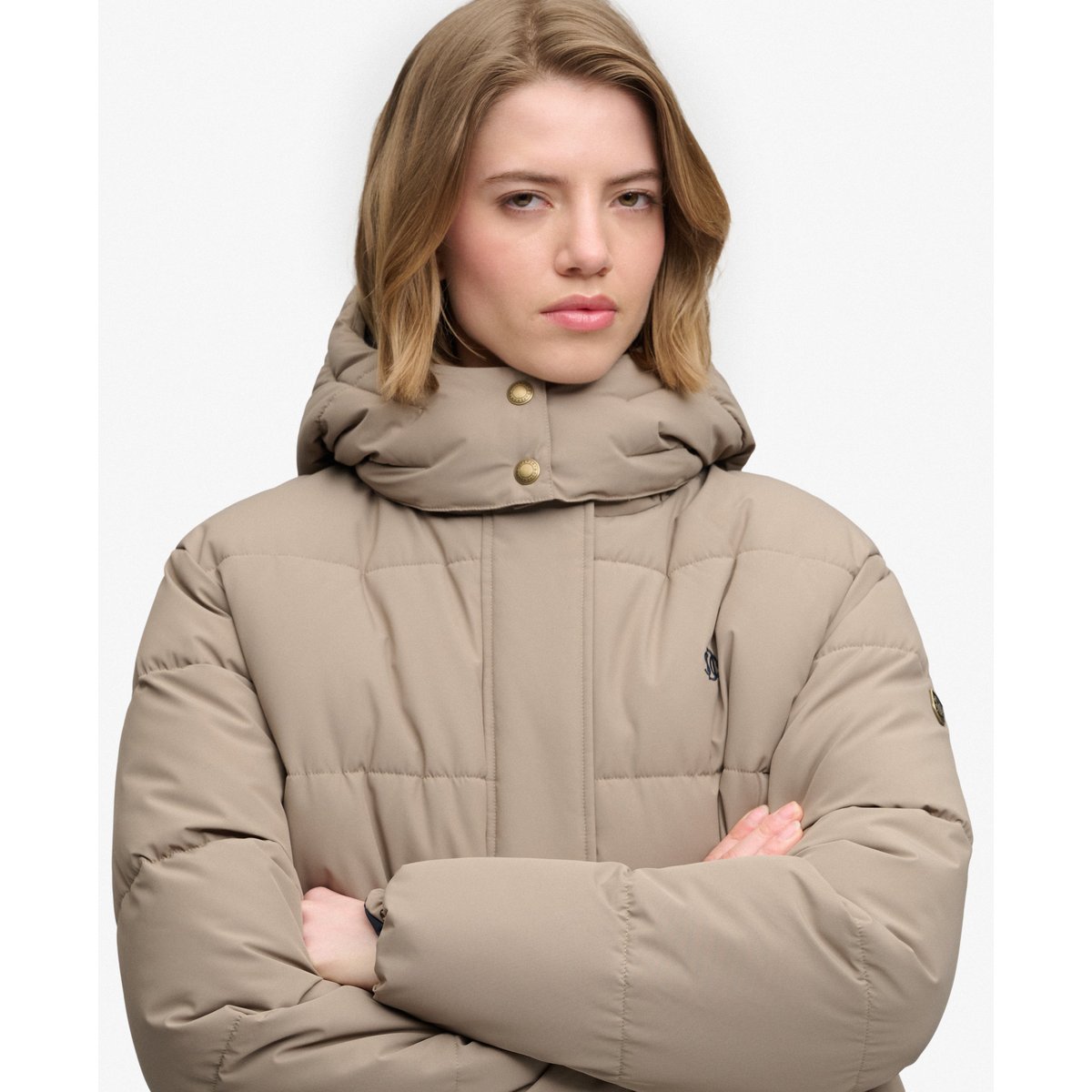 Doudoune à Capuche Premium brun roche délavé, SUPERDRY