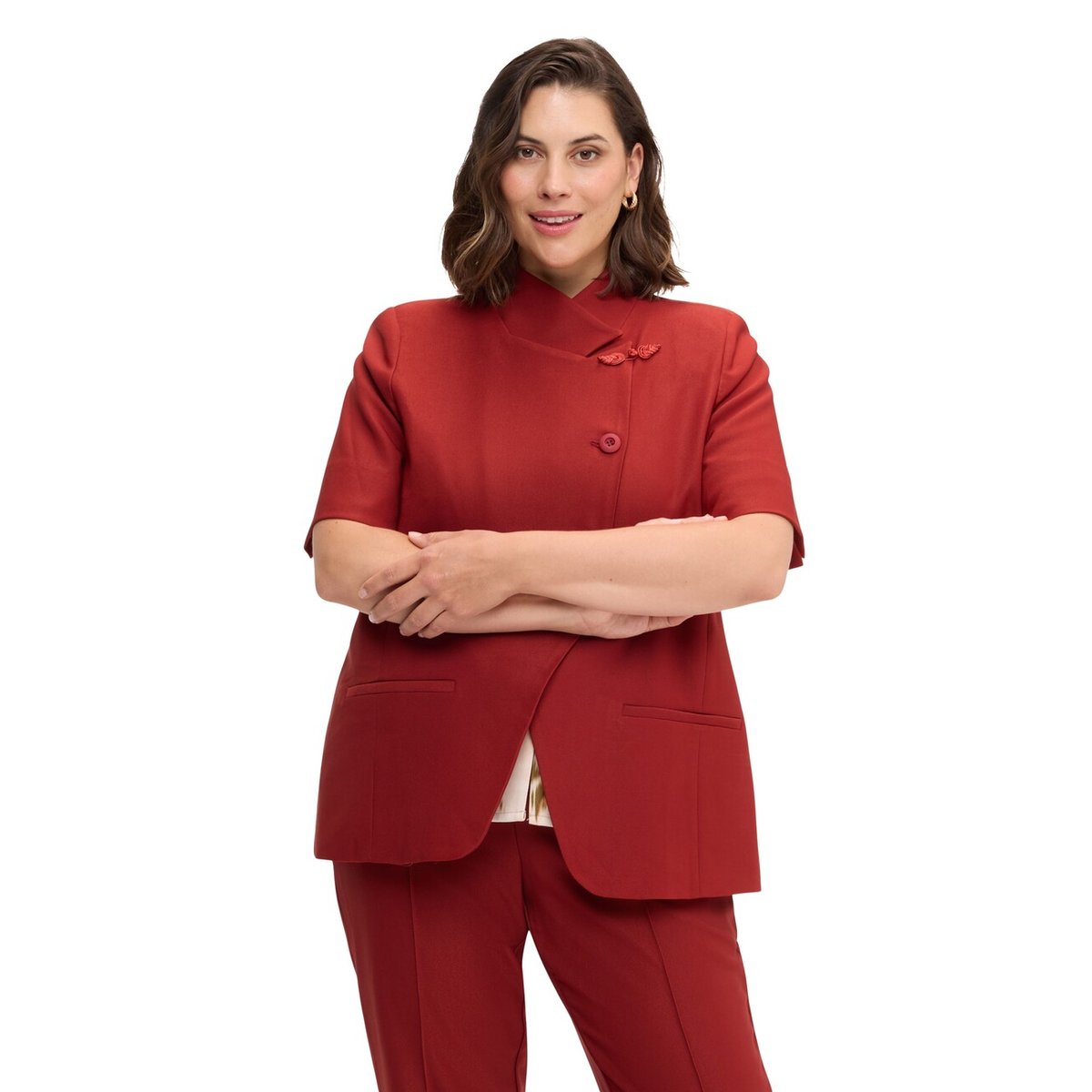 Blazer à fermeture asymétrique marron, FIORELLA RUBINO